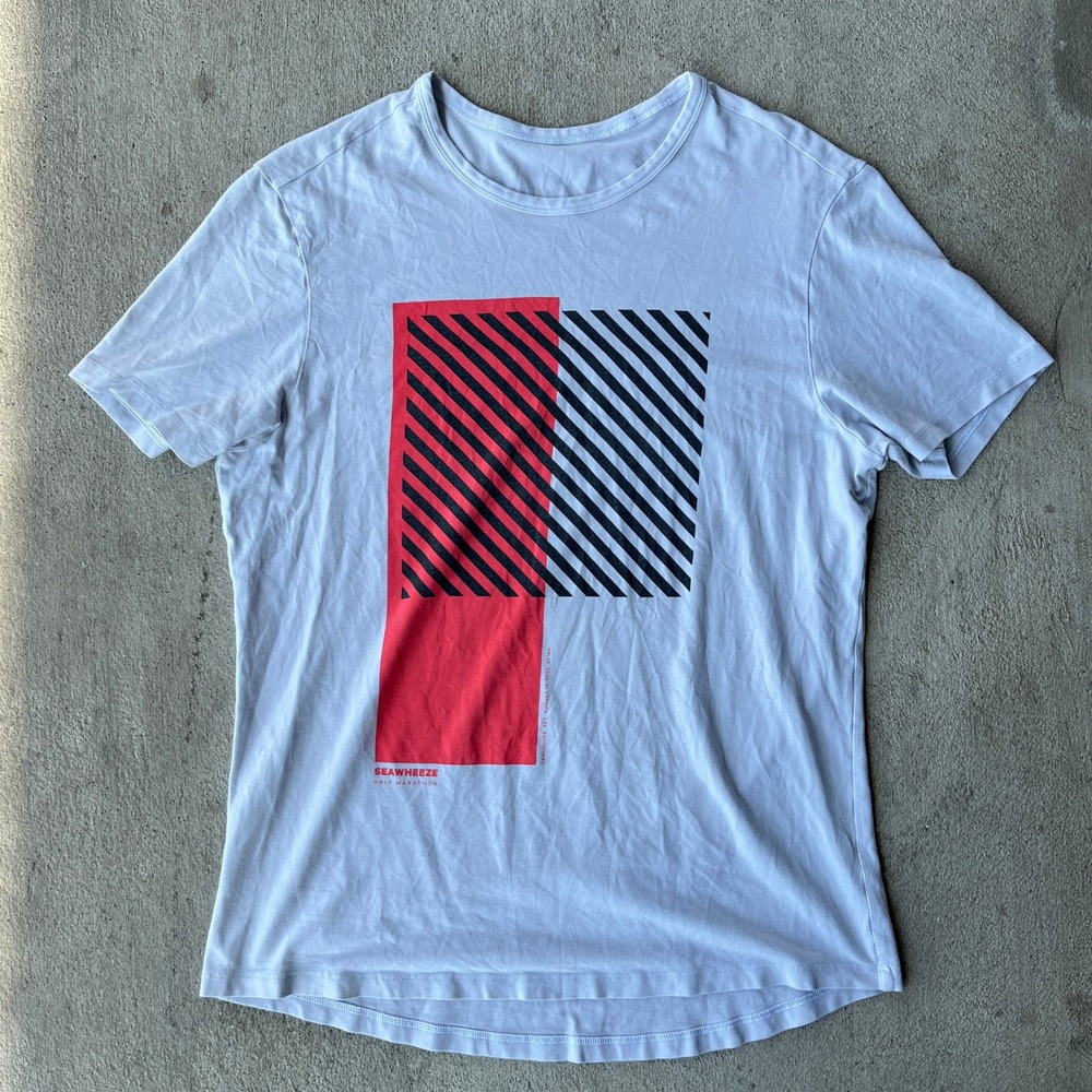 Mens Lululemon SW20 Seawheeze half marathon 2020 t shirt off white orange